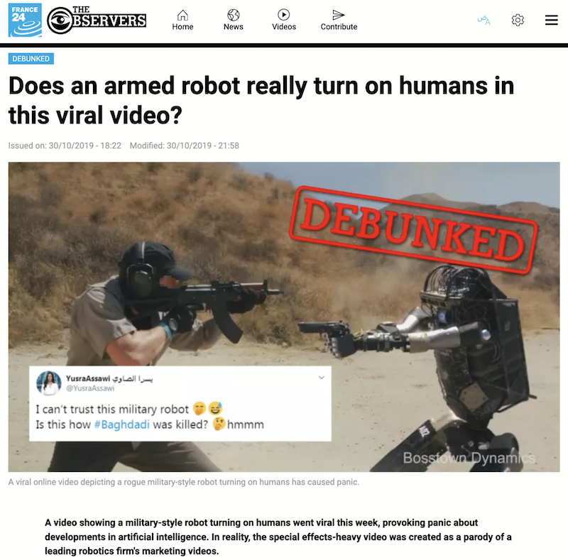 Screenshot of Reuters fact-check article